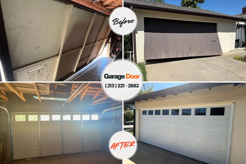 Before and after: garage door repair Lovejoy, GA